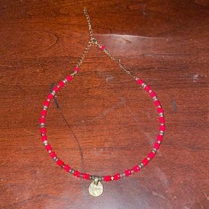 beautiful red beaded choker necklace